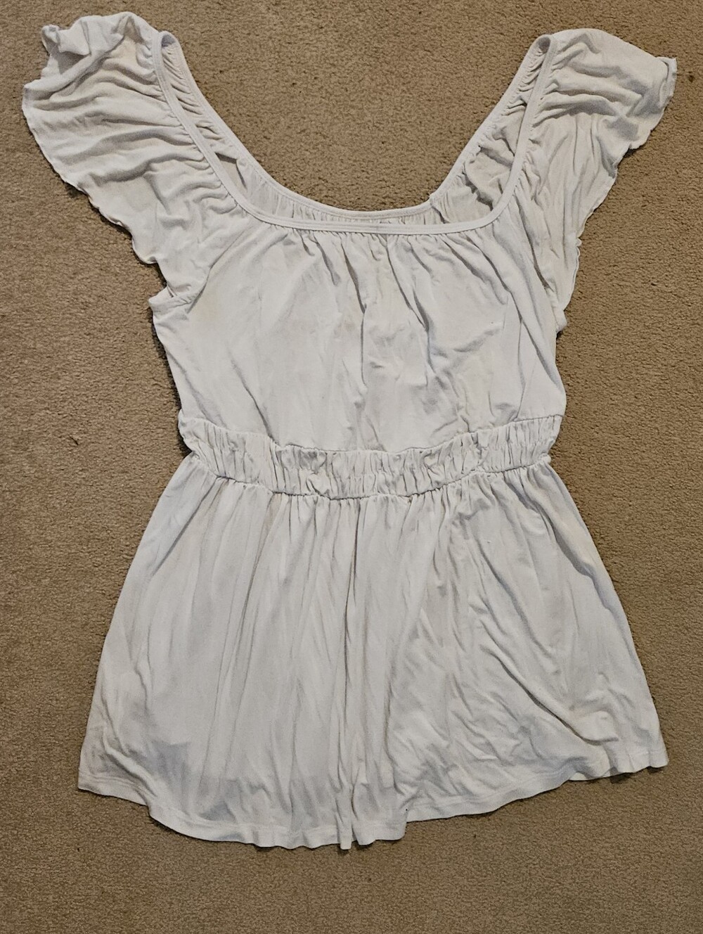 torrid White Ruffled-Sleeve Peasant Top